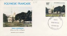 FDC  POLYNÉSIE  1986 TAHITI D' AUTREFOIS # PALAIS DU ROI A PAPEETE - FDC