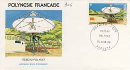 FDC  POLYNÉSIE  1988 TAHITI  RESEAU POLYSAT # STATION ET ANTENNES - FDC