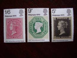 GB 1970 PHILYMPIA 70 Stamp Exhibition Issue 18th.September  MNH Full Set Three Stamps To 1s6d.. - Unused Stamps