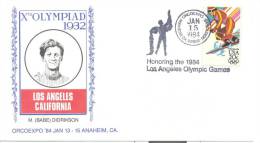 USA Olympic Games 1984; 1932 Olympic Champion M. Babe Didrikson Cachet (track And Field); - Sommer 1932: Los Angeles