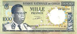 CONGO 1000 FRANCS GREEN MAN FRONT MOTIF BACK PERFORATED STARS DATED 01-08-1964 UNC P8 READ DESCRIPTION !! - Non Classificati