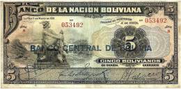 BOLIVIA 5 BOLIVIANOS BLACK MAN FRONT & MOTIF BACK DATED 01-05-1911 O/P BANCO CENTRAL P.? VF READ DESCRIPTION - Bolivië