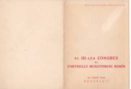 THE THIRD CONGRES OF LABOR PARTY , CARTON FILATELIC 1960 ROMANIA - Covers & Documents