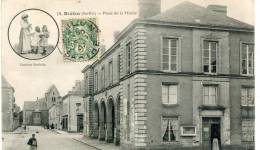 CPA 72 BRULON PLACE DE LA MAIRIE 1907 - Brulon