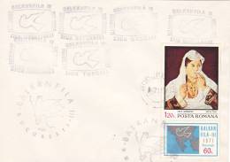 COVERS CANCELLATION WITH ALL THE COUNTRIES-DOVE VERY RARE SPECIAL COVER 1971,ROMANIA - Otros & Sin Clasificación