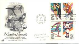 USA Olympic Games 1984 FDC, Hockey, Cross Country And Alpine Skiing And  Figure Skating Stamps And Cachet - Winter 1984: Sarajevo