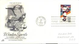 USA Olympic Games 1984 FDC, Hockey Stamp And Winter Sports (Hockey, Cross Country Skiing, Alpine Skiing) Cachet - Winter 1984: Sarajevo