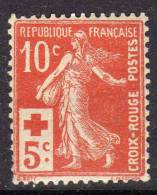 France Type Semeuse N° 147  XX 10 C. + 5c. Rouge  Au Profit De La Croix Rouge Très Bon Centrage, TB - Neufs