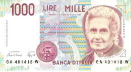 BILLETE DE ITALIA DE 1000 LIRAS DEL AÑO 1990  M. MONTESSORI SERIE GA  (BANKNOTE) - 1000 Liras