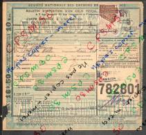 Colis Postaux Bulletin D´expédition 16.50fr Timbre 2.70fr N° 782801 Cachet Gare S.N.C.F. PARIS VALMY - Briefe U. Dokumente