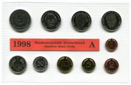 1293 - BUNDESREPUBLIK - 1998 A-J (5 Sätze Kpl.), Stempelglanz // GERMANY - 5 Yearsets 1998 - Mint Sets & Proof Sets