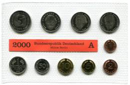 1295 - BUNDESREPUBLIK - 2000 A-J (5 Sätze Kpl.), Stempelglanz // GERMANY - 5 Yearsets 2000 - Mint Sets & Proof Sets