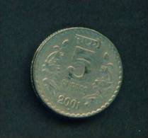 INDIA  -  2001  5 Rupees  Circulated As Scan - India