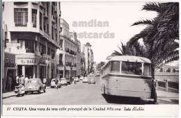 SPAIN ESPAGNE CEUTA AFRICA  MAIN STREET VIEW  STORES  C1940s Vintage Photo Postcard RPPC  [v4926] - Ceuta