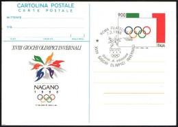 OLYMPIC WINTER GAMES - ITALIA 1998 - XVIII GIOCHI OLIMPICI INVERNALI NAGANO 1998 - STATIONERY CARD - FDC - Invierno 1998: Nagano