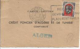 Timbre D'Algérie Oblitéré Hors Algérie, Nantes 1950 - Brieven En Documenten