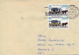 Germany DDR 1986 Cover With 2 X 10 Pf. Dresden Horse-drawn Tram - Tramways