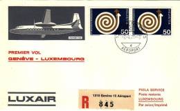 GENEVE  /   LUXEMBOURG  -  Cover _ Lettera   _  LUXAIR - Eerste Vluchten