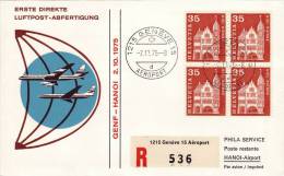 GENEVE  /   HANOI  -  Cover _ Lettera   _  LUFPOST - First Flight Covers