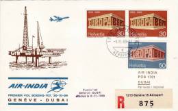 GENEVE  /   DUBAI  -  Cover _ Lettera   - Boeing 707_  AIR INDIA - First Flight Covers