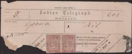 Br India Queen Victoria Telegraph Receipt 1878, India As Per The Scan - 1882-1901 Keizerrijk