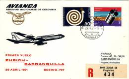 ZURICH  /  BARRANQUILLA  -  Cover _ Lettera  - Boeing 707  _  AVIANCA - First Flight Covers