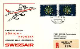 ZURICH  /  NICOSIA -  Cover _ Lettera  -  CONVAIR 990 A   _  SWISSAIR - First Flight Covers