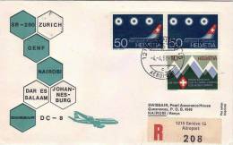 ZURICH  /  NAIROBI  - Cover _ Lettera  -  DC 8   _  SWISSAIR - First Flight Covers