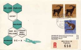ZURICH  /  NAIROBI  - Cover _ Lettera  -  DC 8   _  SWISSAIR - First Flight Covers