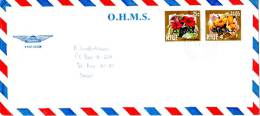 Niue Official Cover Airmailed To Israel 1990 Flowers O.H.M.S. Overprinted Postage Stamps - Niue