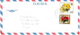 Niue Official Cover Airmailed To Israel 1992 Flowers O.H.M.S. Overprinted Postage Stamps - Niue