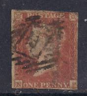 GB 1841  QV 1d PENNY RED  BLUED PAPER IMPERF USED STAMP ( N & F )...( F916 ) - Gebraucht