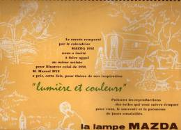 Calendrier Grand Format 1959 - La Lampe MAZDA éclairage Radio - Peinture Marcel DYF - Groot Formaat: 1941-60