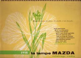 Calendrier Grand Format 1958 - La Lampe MAZDA éclairage Radio - Peinture Marcel DYF - Tamaño Grande : 1941-60