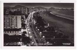 BRAZIL SANTOS PRAIA BEACH NIGHT VIEW~ CITY LIGHTS ~c1940s Old Photo Postcard RPPC  [c4917} - Other