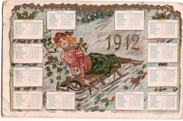 Calendrier/Carte Postale / Femme Faisant De La Luge / Meilleurs Voeux/New York:USA/1912      CAL106 - Tamaño Pequeño : 1901-20