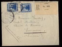 Ägypten Egypt 1920 Registered Cover To Switzerland Nice - Brieven En Documenten