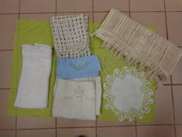 Lot  -chemise-napperon-rideau+ Decor Filet De Peche+porte Serviette Decor Muguet Etc...lot 11. - Spitzen Und Stoffe