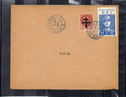 Enveloppe Du 25 Août 1944 : Service Postal Des F.F.I. -Région Parisienne - Avec Vignette Charles De Gaulle - Bevrijding