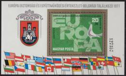 Hungary Ungarn - 1977 - European Flags - Belgrade Coat Od Arms - OSCE - MNH Block - European Community