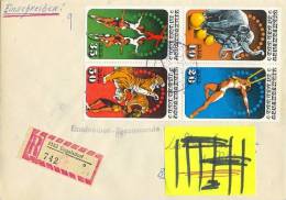 D.D.R. :1983:Y.2606-09 On Registered Cover : CIRCUS,CIRQUE,ELEPHANT,TIGER,ACROBATICS, - Circus