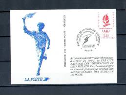 FRANCE CARTE ENTIER PARCOURS DE LA FLAMME OLYMPIQUE 14 DECEMBRE 1991 OLYMPIQUE HIVER 1992 - Olympische Spelen