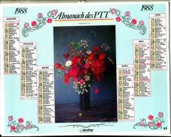 Almanach Des P T T 1988 Oberthur Vases De Fleurs Fotogram-Stone/Cherville Décoré De Guirlandes Fleuries BE - Groot Formaat: 1981-90