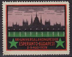 1929 - Hungary Budapest Danube Parliament - ESPERANTO Congress - LABEL CINDERELLA VIGNETTE - Esperanto