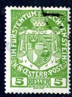 L0080) LIECHTENSTEIN 1917 Mi.#5 Used - Used Stamps