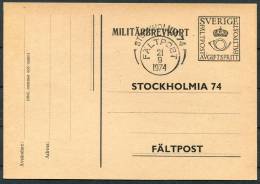 1974 Sweden Military Stationery Card - Stockholmia 74 Stamp Exhibition Faltpost - Militares