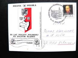 Card Sent From Poland To Lithuania, Special Cancel Philatelic Exhibition, - Cartas & Documentos