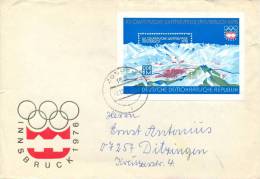 Germany DDR 1975 FDC With Souvenir Sheet 1 DM 12th Winter Olympic Games In Innsbruck 1976 - Inverno1976: Innsbruck