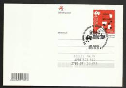 Portugal Entier Postale Coq Club Galitos Aveiro Cachet Premier Jour 2012 Postal Stationary Rooster Philatelic Club Pmk - Gallinacées & Faisans