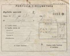 FERROVIA CIRCUMETNEA  /  Biglietto Speciale  " Z " _ 15.19.1944 - Europa